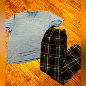 Under Armour Blue Shirt with Perry Ellis Pajama Pants Men’s XL
